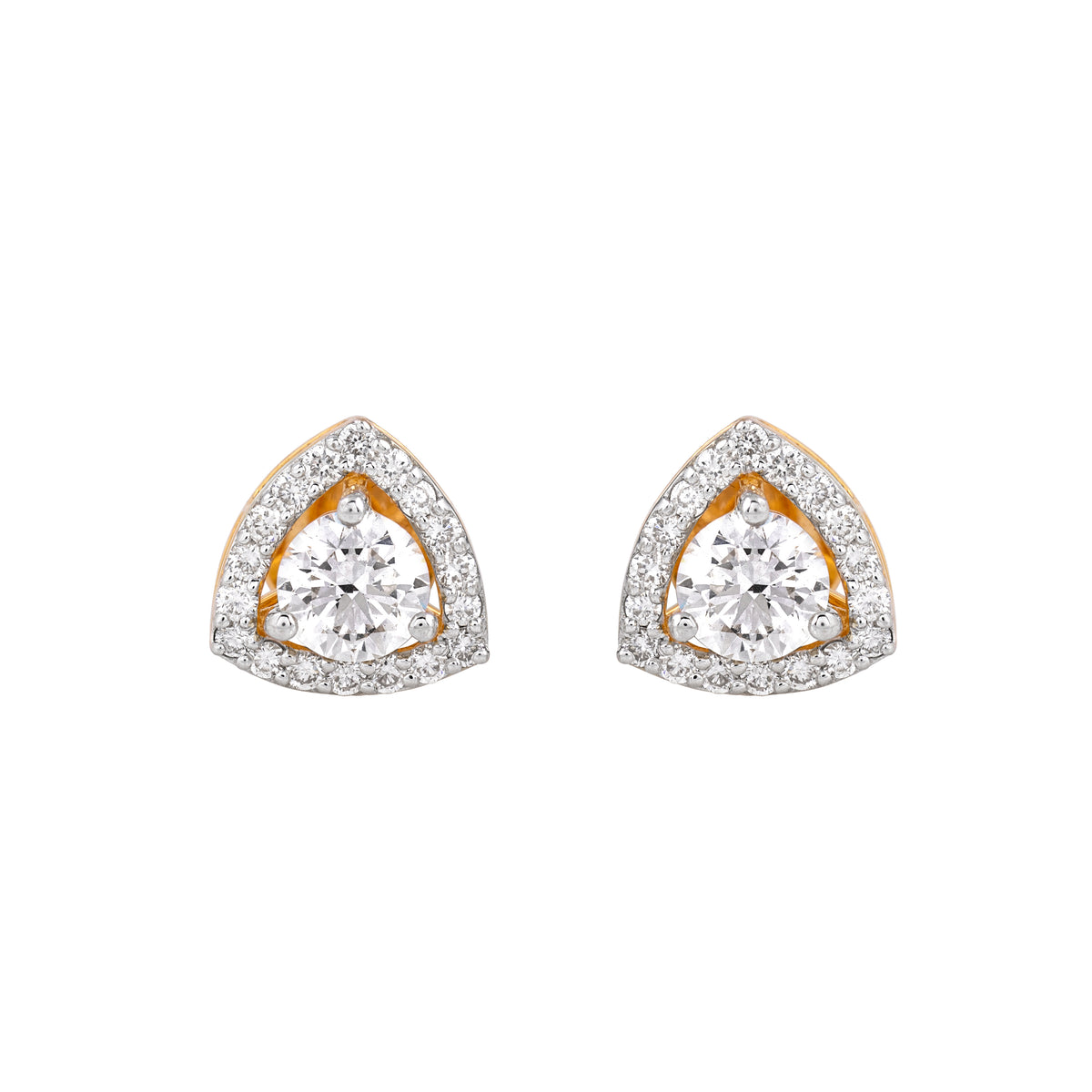 EVERLUME JEWELS triangular diamond stud earrings with halo setting