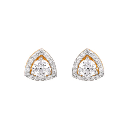 EVERLUME JEWELS triangular diamond stud earrings with halo setting