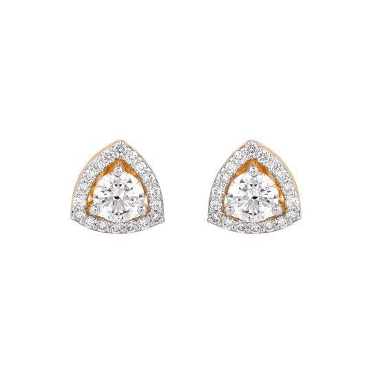 EVERLUME JEWELS triangular diamond stud earrings with halo setting