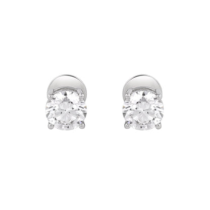 Pair of round 2.6 carat lab grown diamond stud earrings by EVERLUME JEWELS