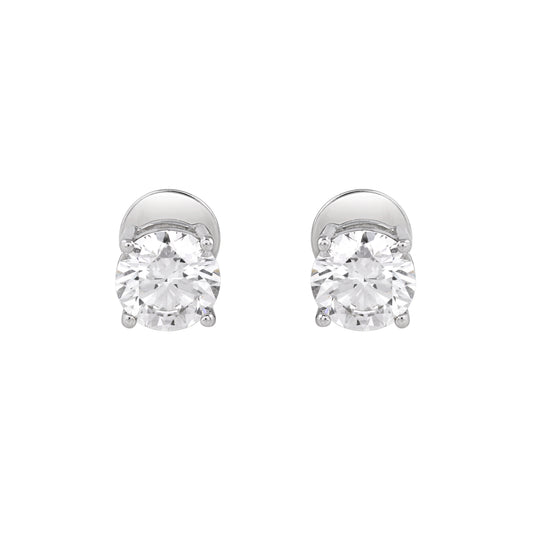 Pair of round 2.6 carat lab grown diamond stud earrings by EVERLUME JEWELS