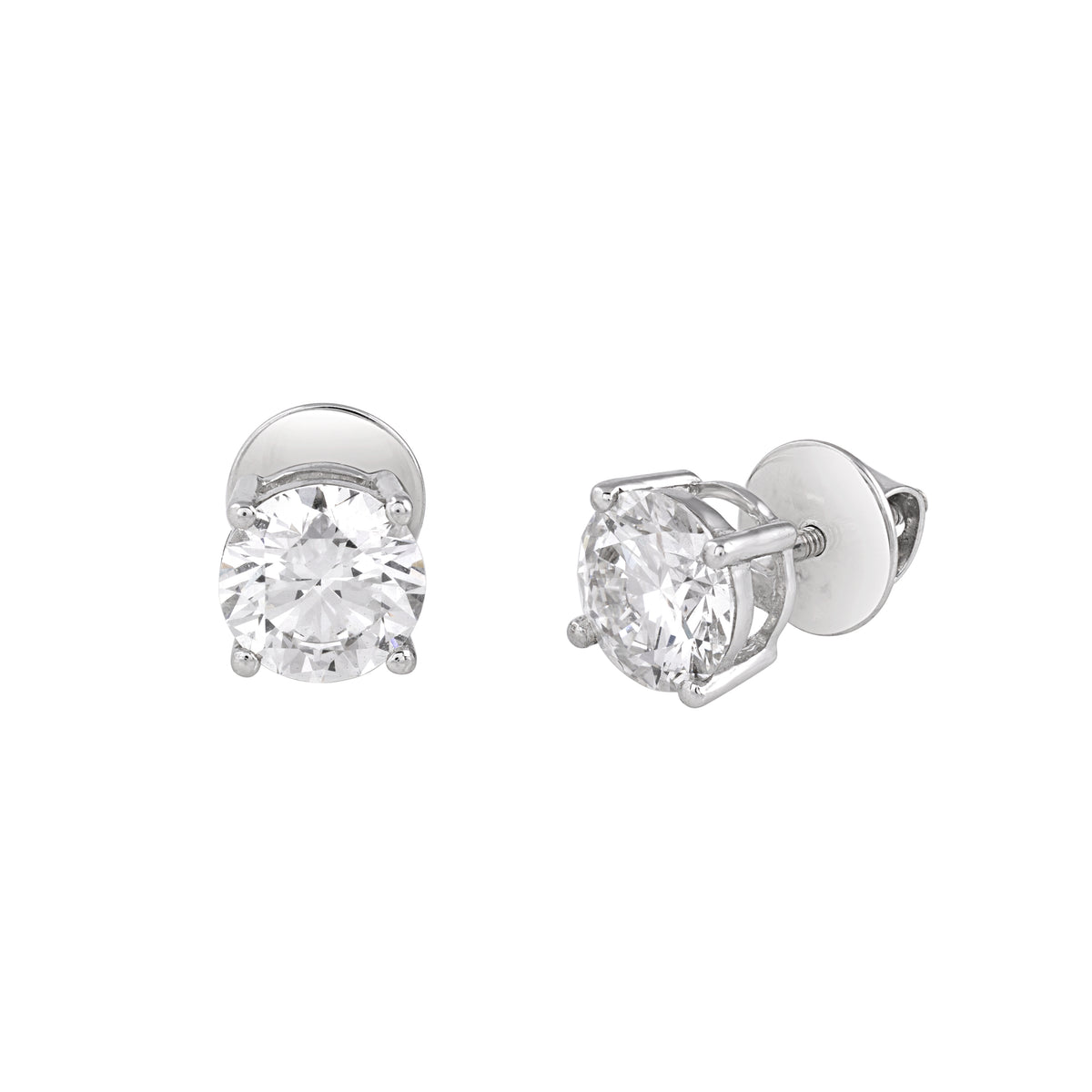 Pair of Round 2.6 Carat Diamond Stud Earrings by EVERLUME JEWELS