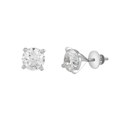 Pair of Round 5.02 Carat Diamond Stud Earrings by EVERLUME JEWELS