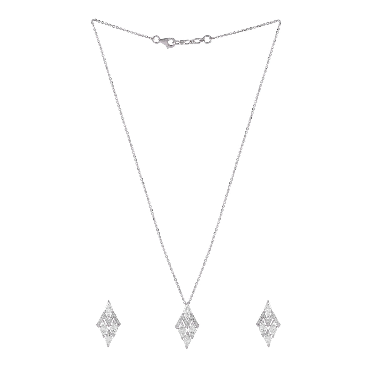 Eternal Grace diamond pendant and matching earrings set by EVERLUME JEWELS