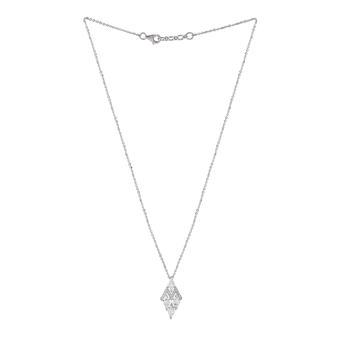Eternal Grace diamond pendant set by EVERLUME JEWELS featuring a geometric diamond charm.