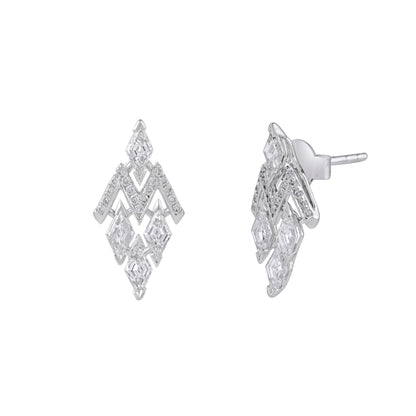 Everlume Jewels geometric diamond stud earrings in white gold
