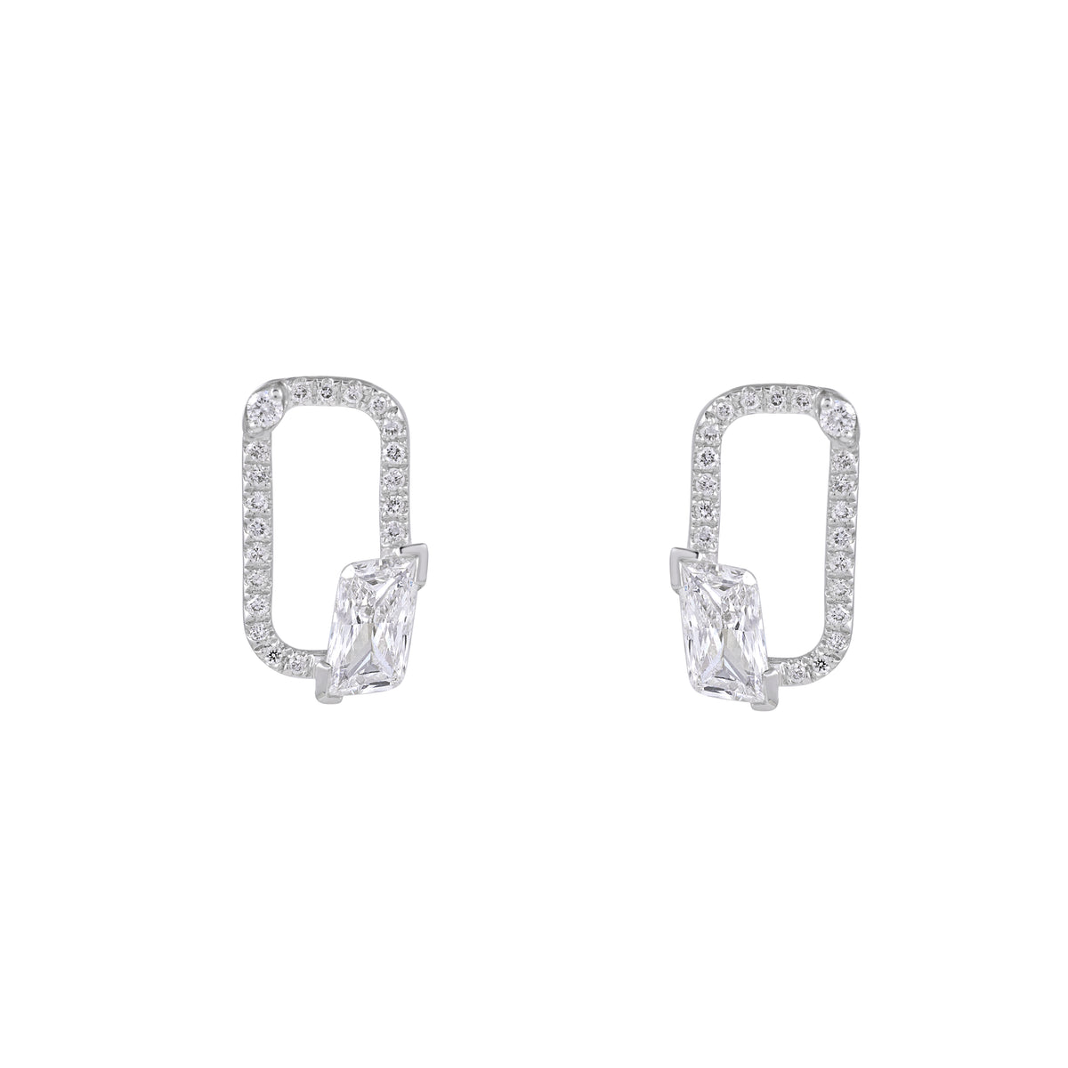 Everlume Jewels Lumière Link diamond stud earrings in silver-toned metal