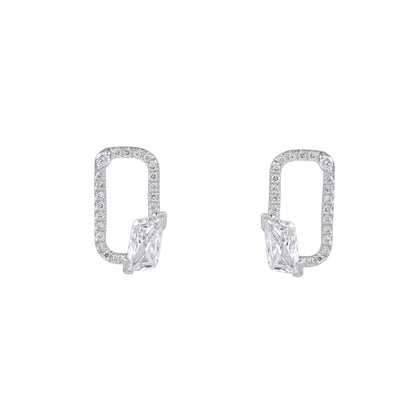 Everlume Jewels Lumière Link diamond stud earrings in silver-toned metal