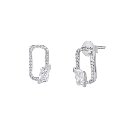 Everlume Jewels Lumière Link diamond stud earrings in silver-tone metal
