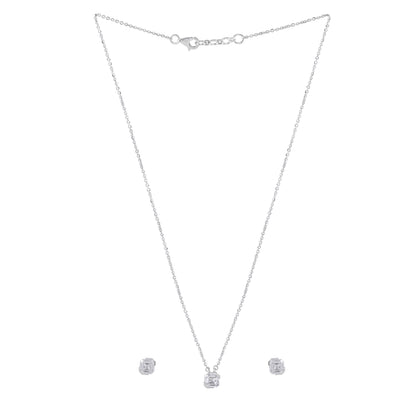 Minimalist geometric lab grown diamond pendant and stud earrings set by EVERLUME JEWELS