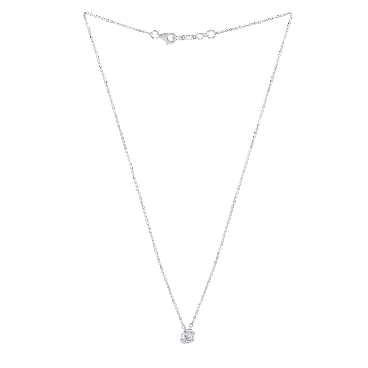 Minimalist geometric diamond pendant on a fine silver chain by EVERLUME JEWELS